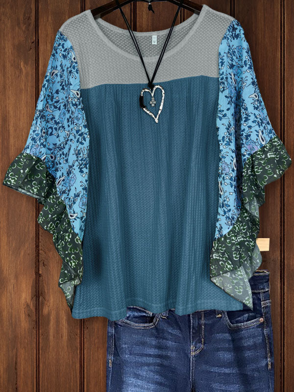 Mixed Floral Print Sleeve Tee