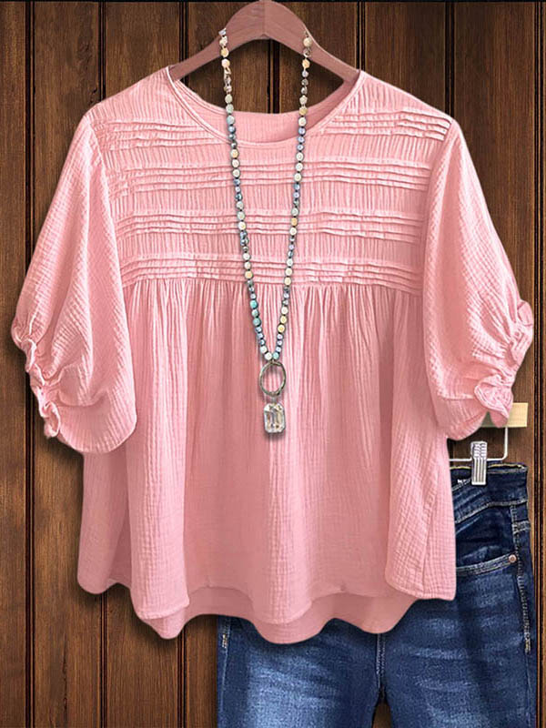 Solid Ruffled Casual Blouse
