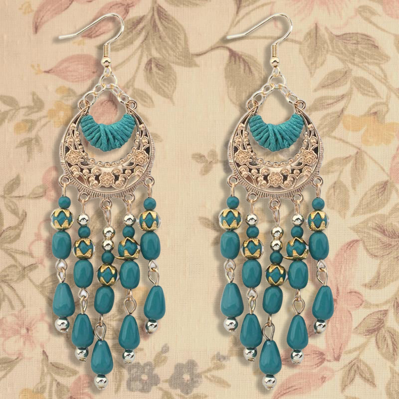 Waterdrop Tassel Drop Earrings Boho Crescent Earrings