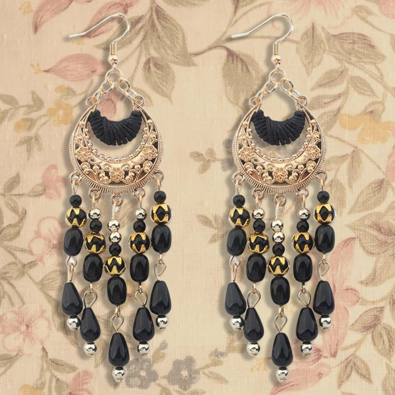 Waterdrop Tassel Drop Earrings Boho Crescent Earrings