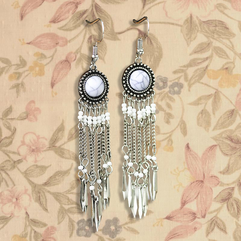 Ethnic Fringe Vintage Turquoise Earrings