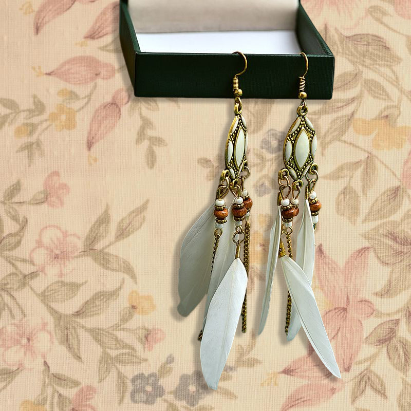 Creative Retro Ethnic Tassel Feather Earrings